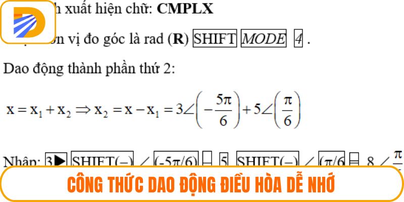 Công thức dao động điều hòa dễ nhớ