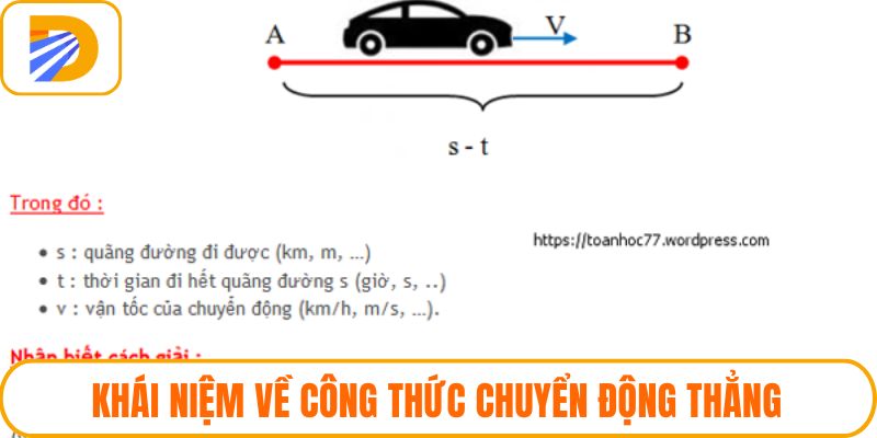 Khái niệm về công thức chuyển động thẳng
